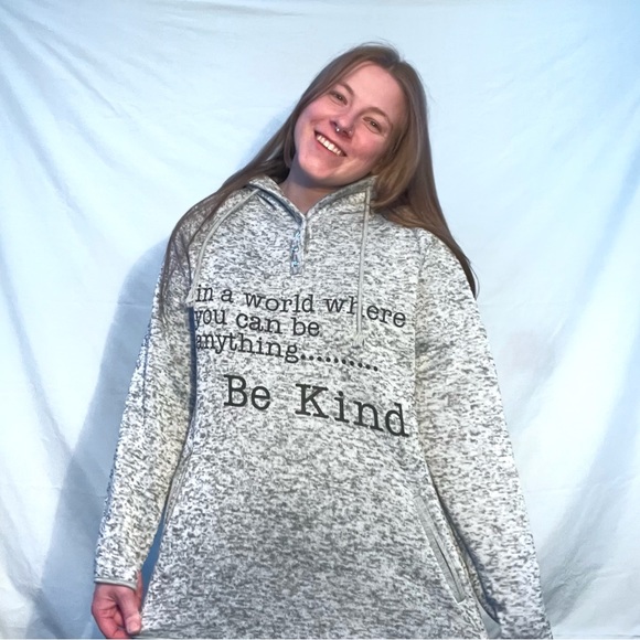 In a World Where You Can be Anything Be Kind XL Gray Hoodie. - Picture 3 of 6